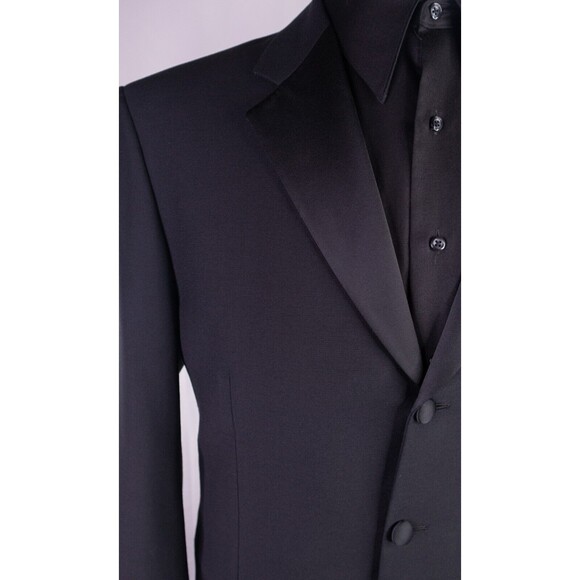 Joseph Abboud 2-Pcs 3 Button Tuxedo Black Jacket Sz 41R Pants 35X30.5 - Picture 5 of 16